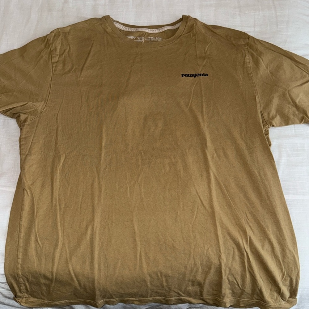 PATAGONIA like new tan mens T-shirt, size large, perfect condition, very soft